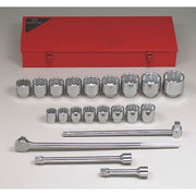 1" Drive Socket Set SAE 21 Pieces 1 7/16 in to 3 1/8 in , Chrome