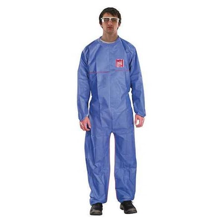 Collared Coverall, L, Navy, SMMS Polypropylene