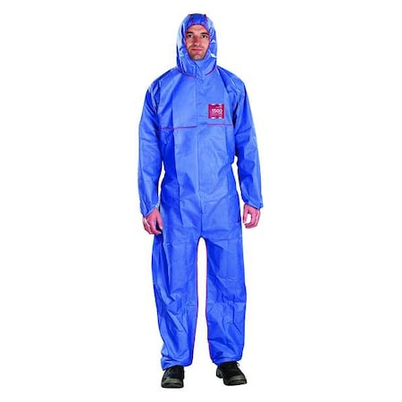 Hooded Coverall, L, Navy, SMMS Polypropylene