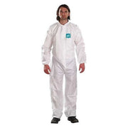 Collared Coveralls, Xl, White, Microporous Laminate