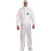 Collared Coverall, M, White, Microporous Laminate
