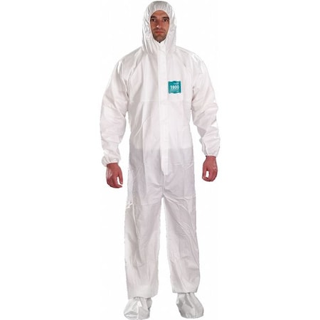 Collared Coverall, M, White, Microporous Laminate