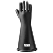Electrical-Insulating Gloves, 7,500V AC, 11,250V DC, Rubber, 14" Length, Black, Size 10