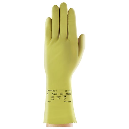 Chemical Resistant Gloves, Natural Rubber Latex, 12 in L, 17 mil, Beige, 10, 1 PR
