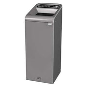15 gal Rectangular Recycling Bin, Open Top, Gray, Steel, 1 Openings