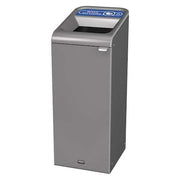 15 gal Rectangular Recycling Bin, Open Top, Gray, Steel, 1 Openings
