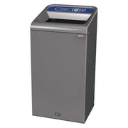 23 gal Rectangular Recycling Bin, Open Top, Gray, Steel, 1 Openings