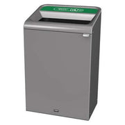 33 gal Rectangular Recycling Bin, Open Top, Gray, Steel, 1 Openings