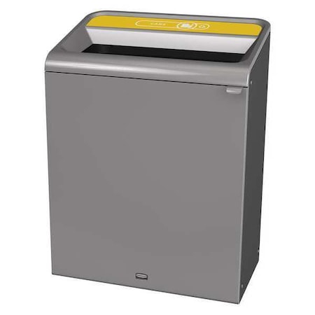 45 gal Rectangular Recycling Bin, Open Top, Gray, Steel, 1 Openings