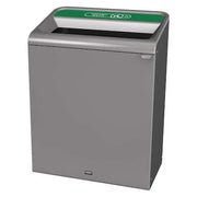 45 gal Rectangular Recycling Bin, Open Top, Gray, Steel, 1 Openings