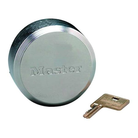 Padlock, Keyed Alike, Hidden Shackle, Round Zinc Body, Boron Shackle, 1 23/32 in W