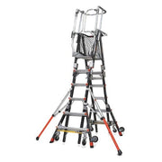 6 to 10 ft Fiberglass, Compact Safety Cage Platform Stepladder, 375 lb Capacity