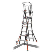 6 to 10 ft Fiberglass, Compact Safety Cage Platform Stepladder, 375 lb Capacity