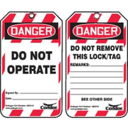 Lockout Tag, Danger, Plastic, 3 1/4 in Width, 5 3/4 in Height, Write On Surface: Yes ,10 PK