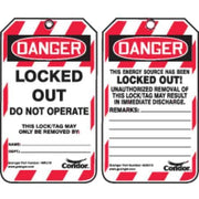 Lockout Tag, Danger, Plastic, 3 1/4 in Width, 5 3/4 in Height, Write On Surface: Yes ,100 PK