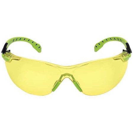 Solus 1000, Safety Glasses, Scotchgard Anti-Fog & Anti-Scratch, Amber Lens, Green/Black Frame