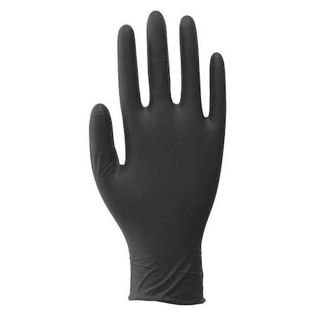 Disposable Gloves, 3.00 to 3.99 mil Palm, Nitrile, Powder-Free, L (9), 100 PK, Black