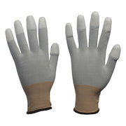Coated Gloves, Polyurethane, Smooth, Fingertips, 1 Abrasion Level, White, XL (10) 1 PR