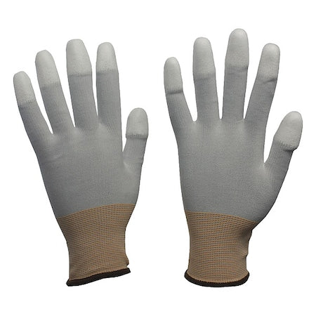Coated Gloves, Polyurethane, Smooth, Fingertips, 1 Abrasion Level, White, M (8) 1 PR