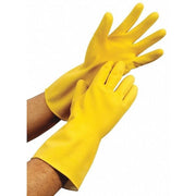 Chemical Resistant Gloves, Natural Rubber Latex, 12 in L, 17 mil, Yellow, M, 1 PR
