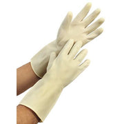Chemical Resistant Gloves, Natural Rubber Latex, 12 in L, 20 mil, Beige, XL, 1 PR