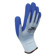 Coated Gloves, Latex, Crinkled, Palm, 3 Abrasion Level, Gray/Blue, M (8) 1 PR