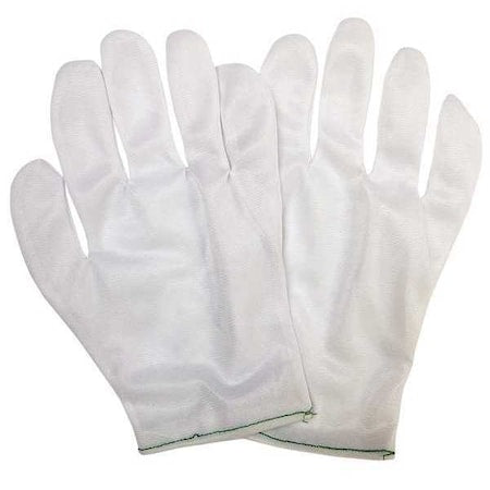 Inspection Gloves, Nylon, 9 1/4 in Length, Light, White, Size L ,12 PK