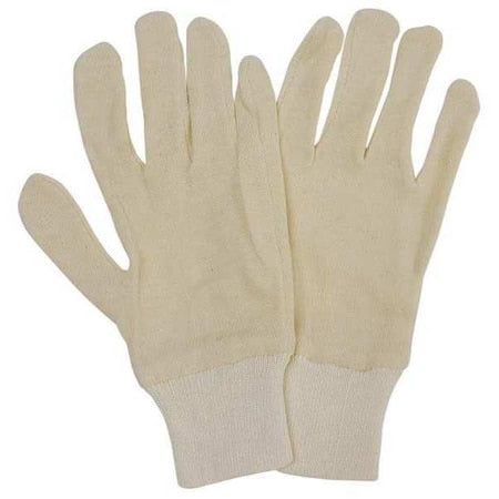 Inspection Gloves, Cotton, 10 in Length, Interlock, natural, Size Women's L ,12 PK