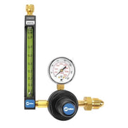 Flowmeter Regulator, Argon, Carbon Dioxide, Helium, Single Stage, 0.965"-14 Inlet, 5/8"-18 Outlet