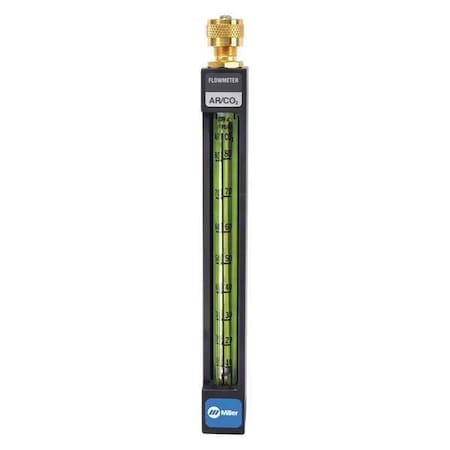 Flowmeter, Argon, Carbon Dioxide, Single Stage, 1/4 in Inlet, 5/8"-18 Outlet, 0 to 80 psi