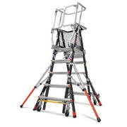 5 to 9 ft Fiberglass, Adjustable Safety Cage Platform Stepladder, 375 lb Capacity