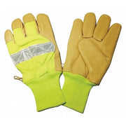Leather Gloves, Polyester, Knit Wrist Cuff, Wing Thumb, Lime, M, 1 PR