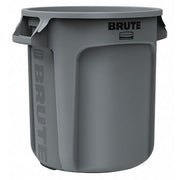 BRUTE 10 gal Round Heavy Duty Plastic Can, Gray, None, Plastic, Not Applicable