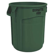 BRUTE 10 gal Round Heavy Duty Plastic Can, Dark Green, None, Plastic, Not Applicable