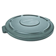 BRUTE(R) 55 gal Trash Can Lid, Flat Gray, Resin, 0 Openings 26 3/4 in W/Dia