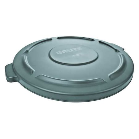 BRUTE(R) 55 gal Trash Can Lid, Flat Gray, Resin, 0 Openings 26 3/4 in W/Dia