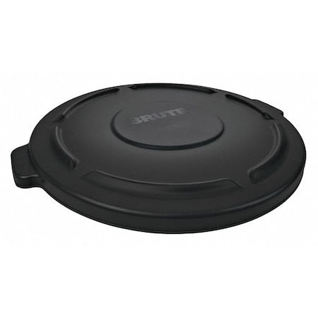 BRUTE(R) 55 gal Trash Can Lid, Flat Black, Resin, 0 Openings 26 3/4 in W/Dia