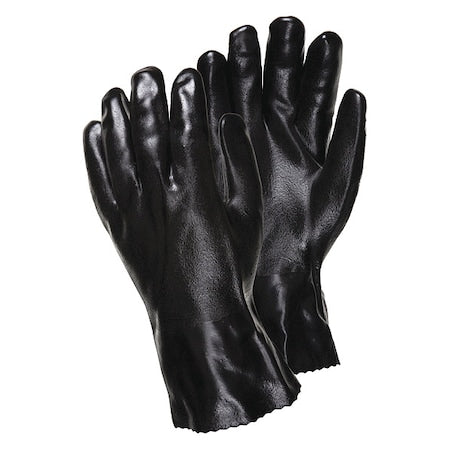 6524SJ Chemical Resistant Gloves, PVC, 14 in L, Not Rated, Black, L, 12 PK