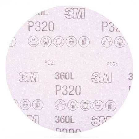 Hook-and-Loop Sanding Disc, 6 in Dia, Non-Vacuum, Aluminum Oxide, P320 Grit, Coated Type, 360L