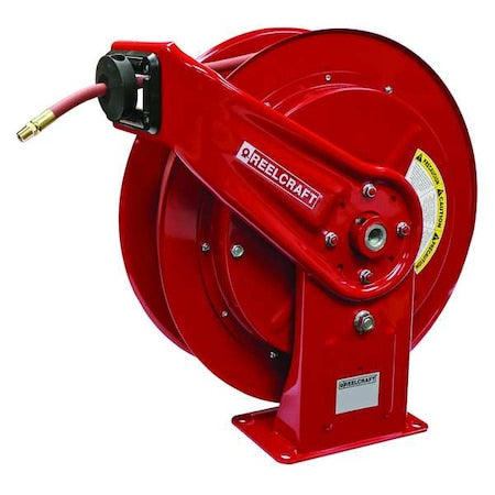 Spring Return Hose Reel, 1/2 in Hose Diameter, 75 ft Length, 300 psi Max. Pressure, Red