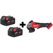 M18 FUEL 4-1/2" / 5" Braking Grinder Paddle Switch, No-Lock + M18 XC5.0 Battery Two-Pack