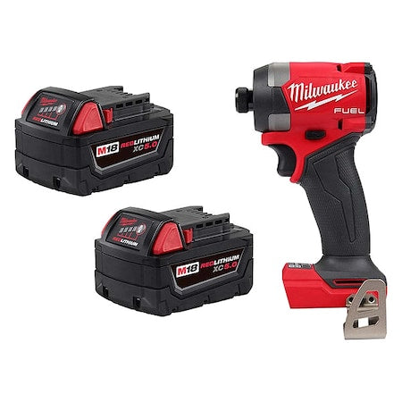 M18 FUEL 1/4" Hex Impact Driver + M18 XC5.0 Extended Capacity Battery 2-Pack