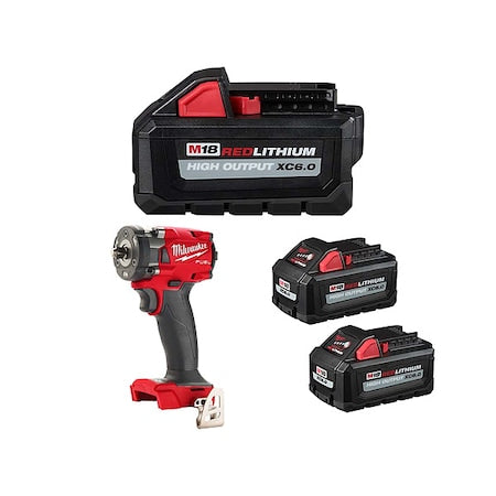 M18 FUEL 3/8" Compact Impact Wrench w/ Friction Ring + M18 HIGH OUTPUT XC6.0 Batteries (3 Pk)