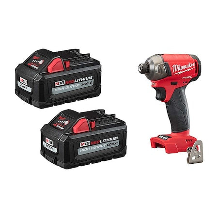 M18 FUEL SURGE 1/4" Hex Hydraulic Driver + M18 HIGH OUTPUT XC6.0 Batteries (2 Pk)