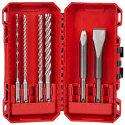 6 pc. 4-Cutter MX4 SDS-Plus Rotary Hammer Drill Bit and Chisel Set