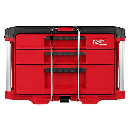 PACKOUT Multi-Depth 3-Drawer Tool Box, Polypropylene, Black/Red, 22 in W x 16-1/2 in D