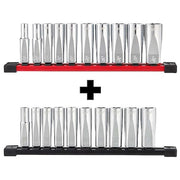 3/8" Deep Well Sockets with FOUR FLAT Sides Combo Pack (10pc SAE + 10pc Metric)