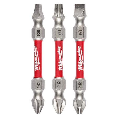 SHOCKWAVE Impact Duty PH2/SQ2/T25 Double Ended Bits 3PC