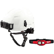 Safety Helmet and Headlamp, Polycarbonate, Swinging Ratchet, White