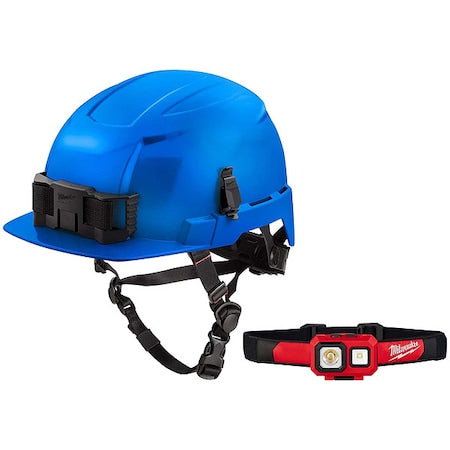 Safety Helmet and Headlamp, Polycarbonate, Swinging ratchet, Blue
